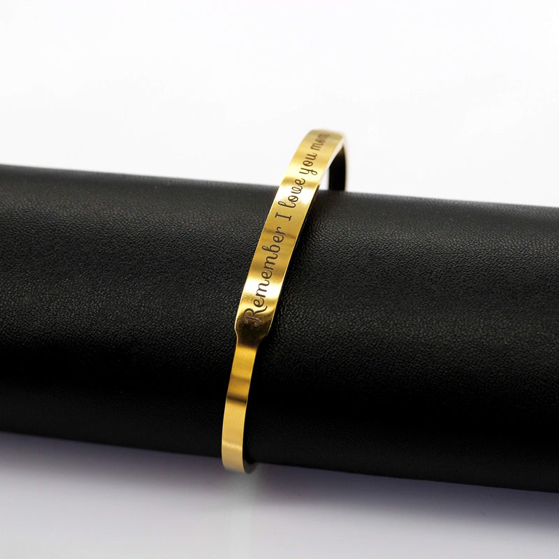 Uloveido Brushed Remember Mom I Love You Adjust Inspirational Bracelet Cuff Bangle for Mother's Day Birthday from Daughter Son (Gold Plated) Y458 - Image 5